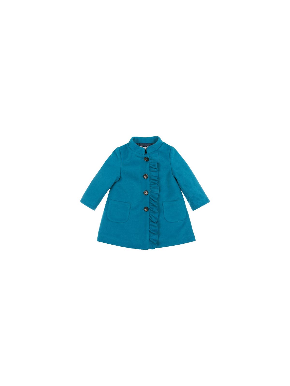 cappotto in velour con collo alla coreana e frill