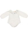 body in jersey con frill e ricamo sul collo