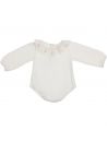 body in jersey con frill e ricamo sul collo