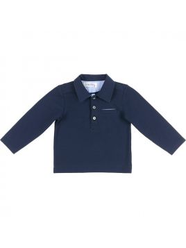 polo bimbo in jersey con rifiniture in oxford