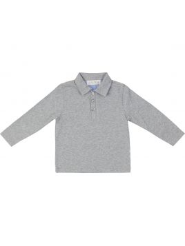 polo bimbo in jersey con rifiniture in oxford