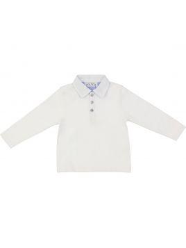 polo bimbo in jersey con rifiniture in oxford