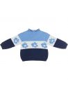 pullover lana/cashmere a righe con jacquard fiori