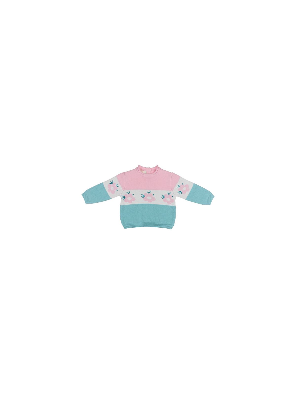 pullover lana/cashmere a righe con jacquard fiori