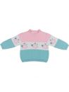 wool/cashmere stripy pullover with flowers jacquard