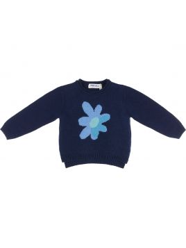 pullover in lana/cashmere con jacquard fiore