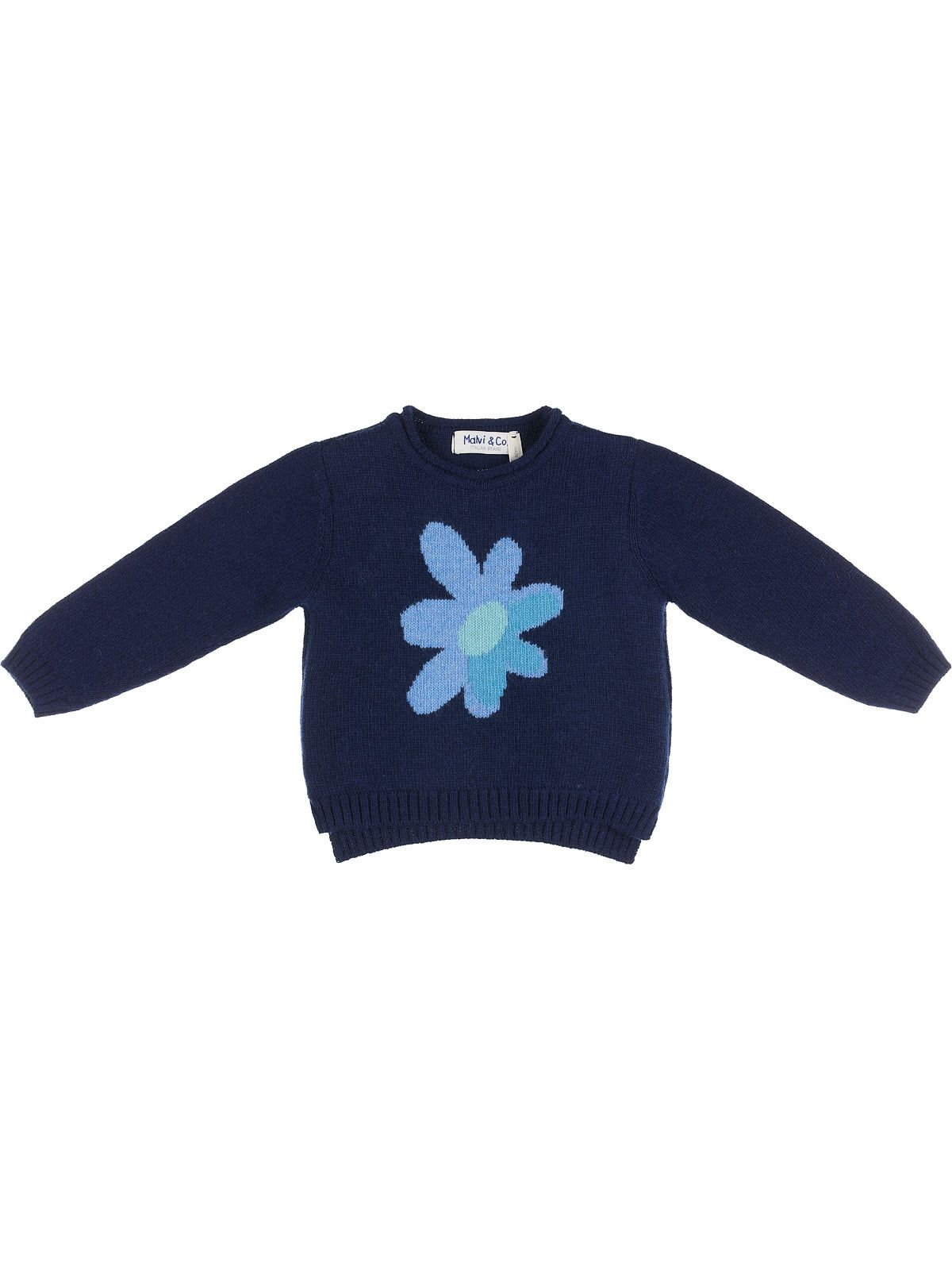 pullover in lana/cashmere con jacquard fiore
