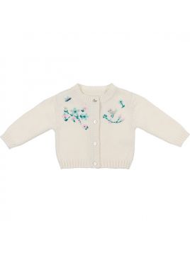 cardigan in cotone con ricamo fiori - Malvi&Co, Linea Isi Baby