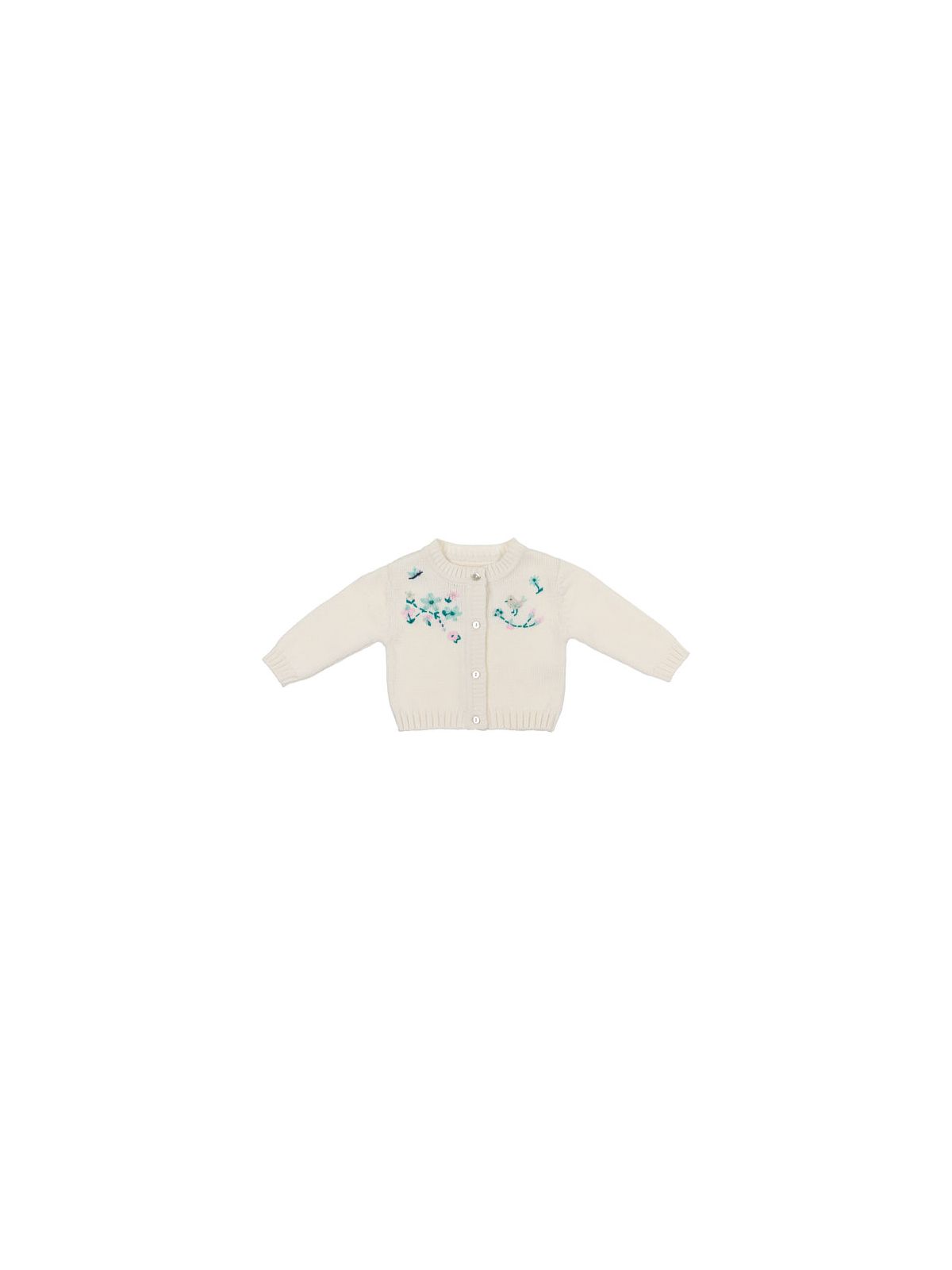 cardigan in cotone con ricamo fiori - Malvi&Co, Linea Isi Baby