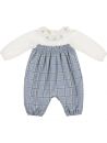 interlock and checked flannel romper with smock