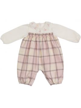 tutina in interlock e flanella a quadri con smock