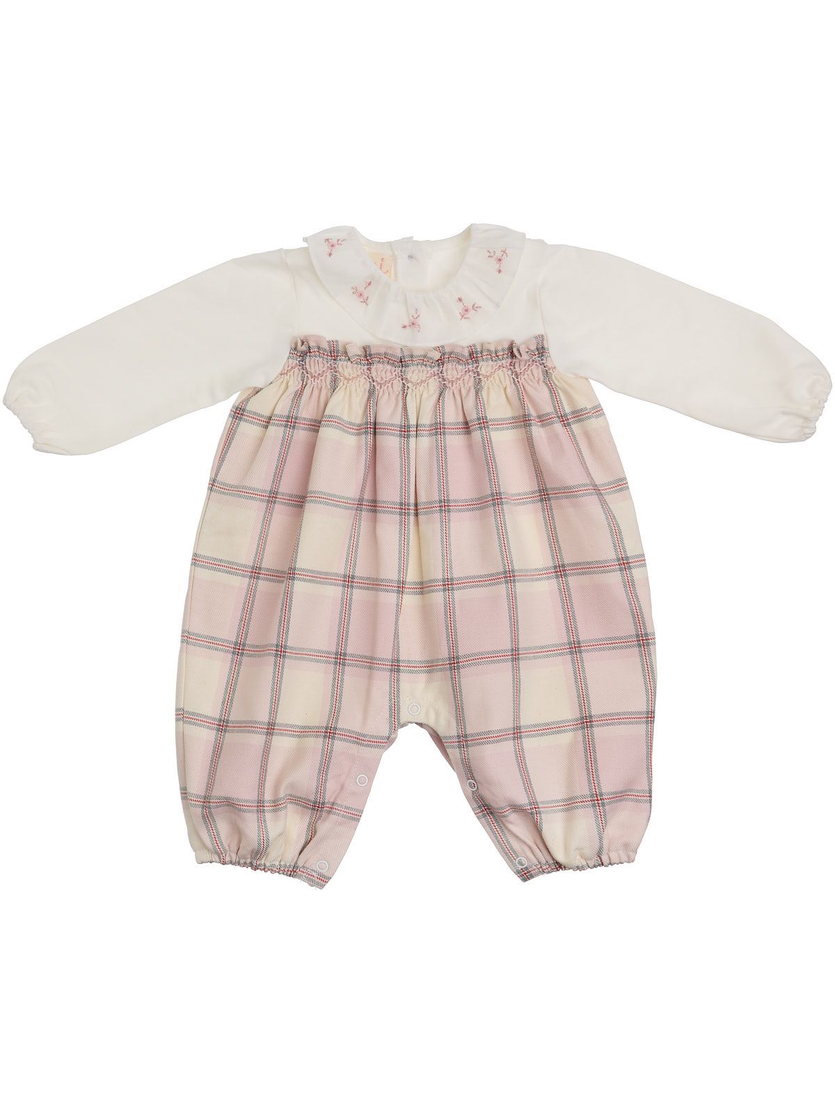 tutina in interlock e flanella a quadri con smock