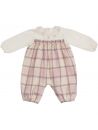 tutina in interlock e flanella a quadri con smock