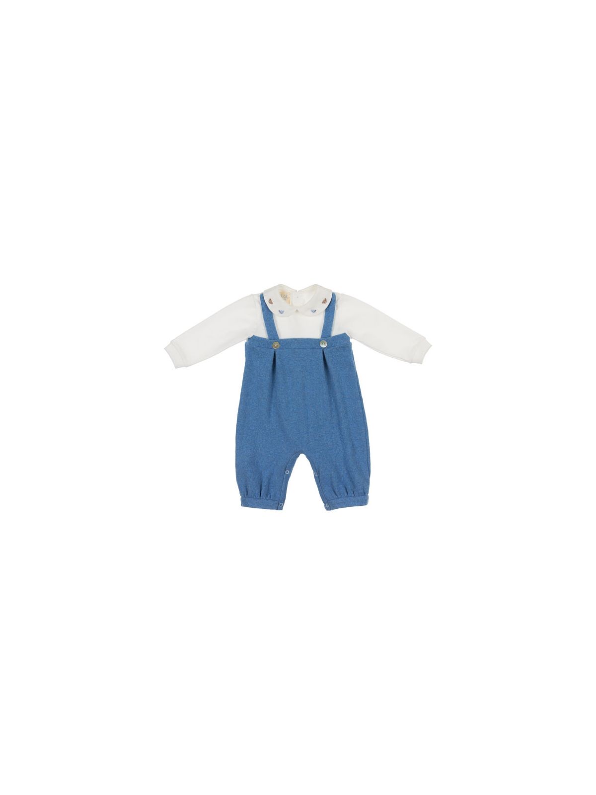 interlock and knitted fabric romper with little bears embroidery 