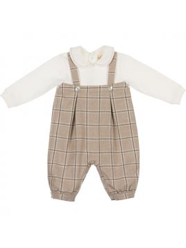 tutina in interlock e flanella a quadretti con ricamo