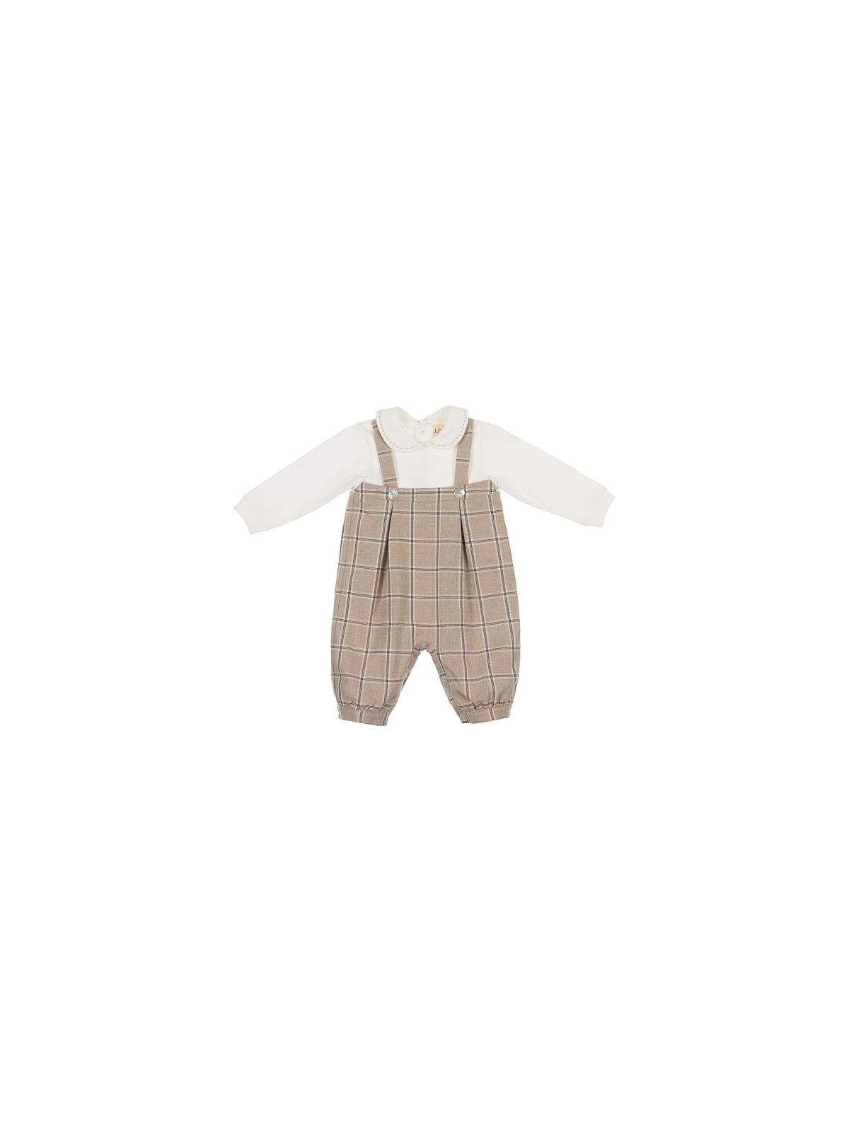 interlock and flannel romper with embroidery