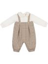 tutina in interlock e flanella a quadretti con ricamo