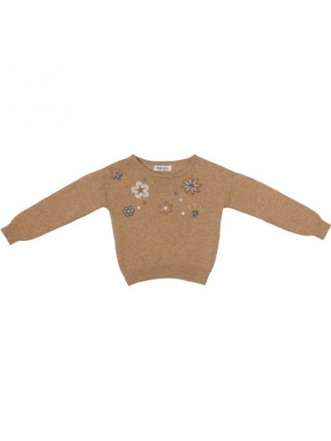 maglione in lana con ricamo fiori