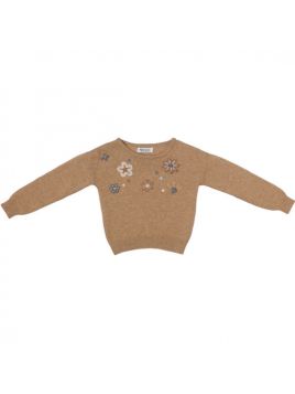 maglione in lana con ricamo fiori