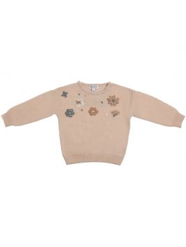 wool pullover with embroidered flowers