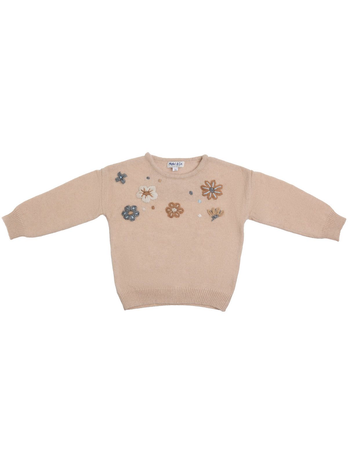 wool pullover with embroidered flowers