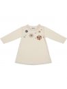milano knit fabric dress with wool embroidered flowers with LONG SLEEVES