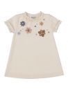 vestito in punto Milano con fiori ricamati in lana