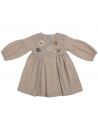 flannel dress with wool embroidered flowers on yoke