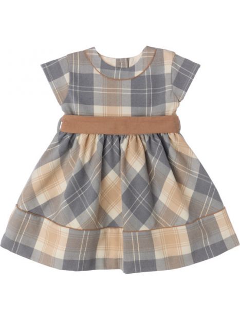 vestito in tartan moda con cintura in velluto 3000 righe