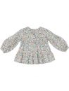 flowery printed twill shirt with flounces