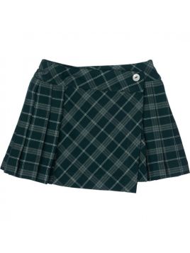 gonna in tartan assimetrica con pieghe 