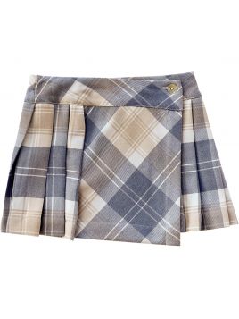 tartan asymmetric skirt with pleats