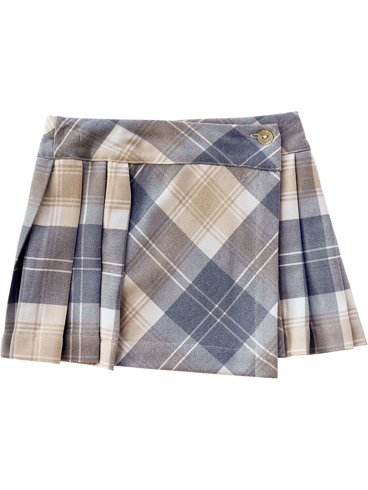 tartan asymmetric skirt with pleats