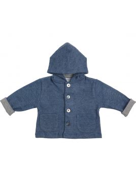 giacca bimbo in maglia tagliata con cappuccio