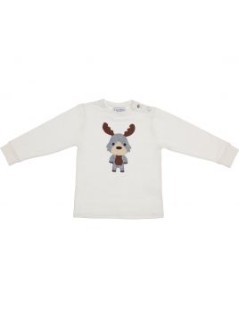 t-shirt in jersey con patch alce