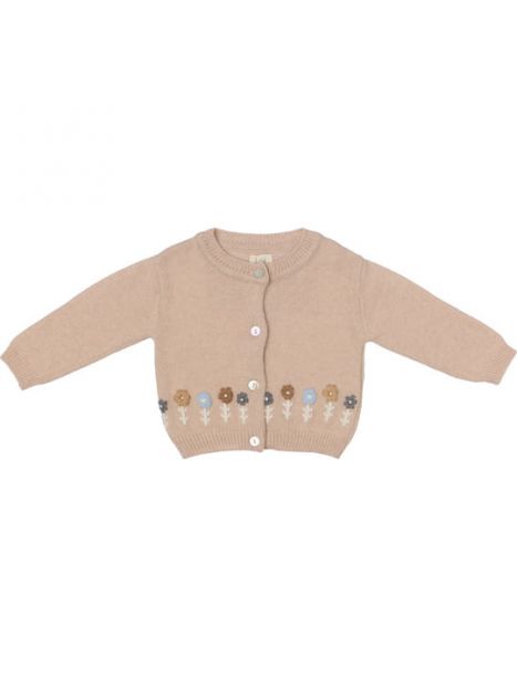 maglione con ricamo fiori e bottoni