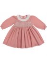 vestito in velluto 3000 righe con smock e frill su collo a MANICA LUNGA