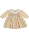 corduroy 3000 lines dress with smock and frills on collar and with LONG SLEEVES