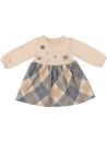 interlock and fashion tartan dress with wool embroidered flowers