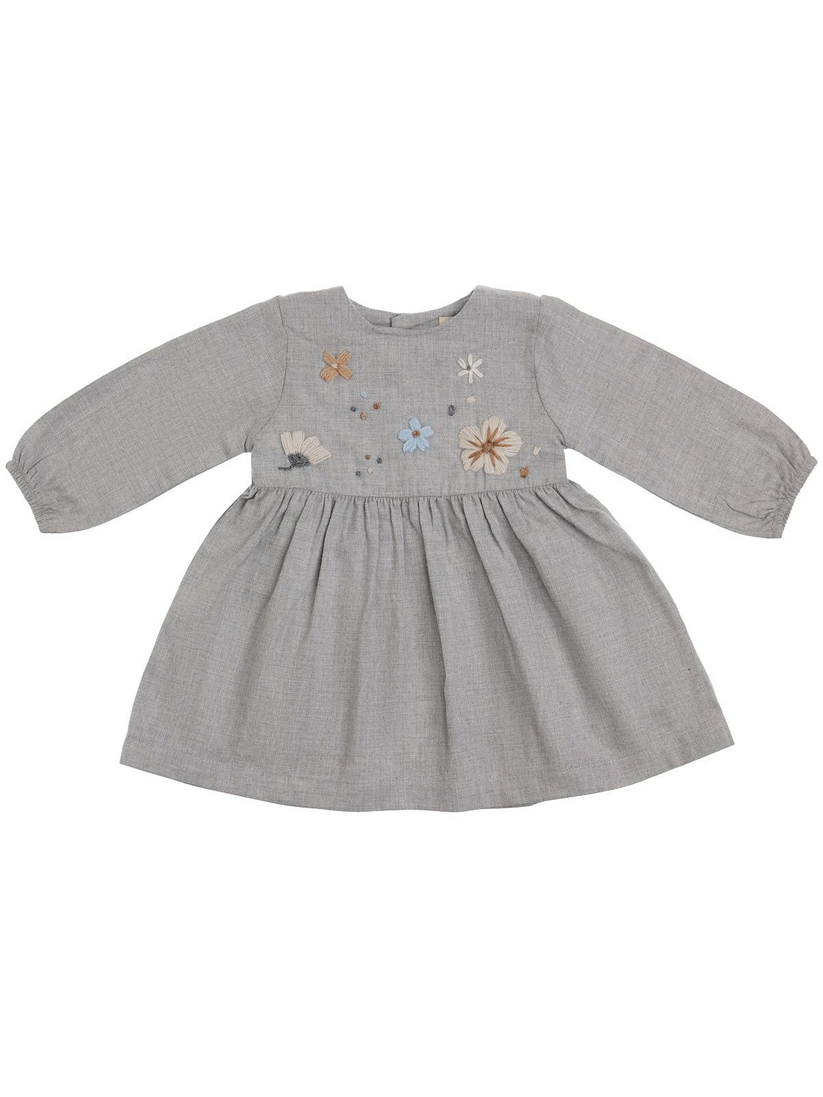flannel dress with wool embroidered flowers