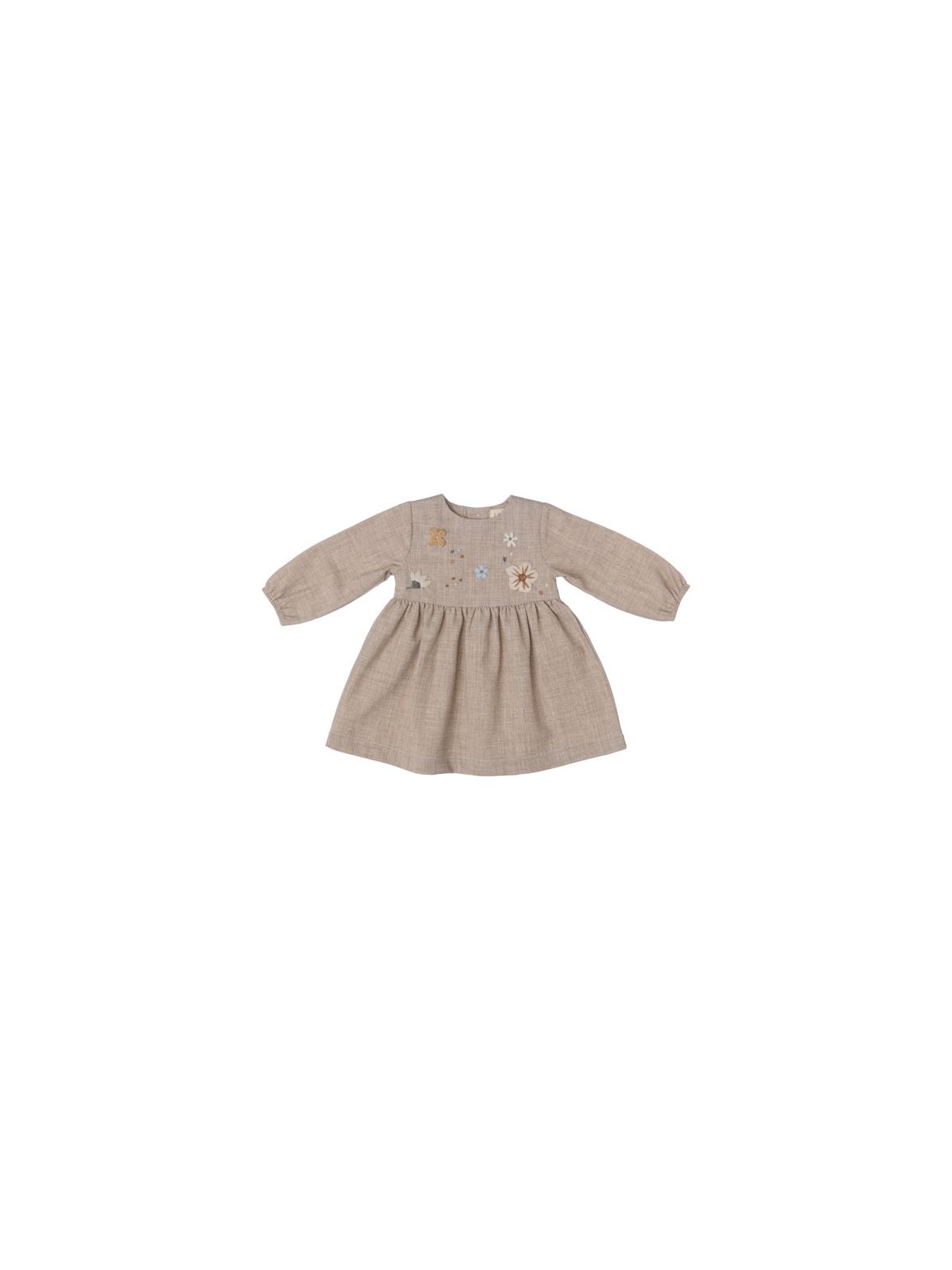 flannel dress with wool embroidered flowers