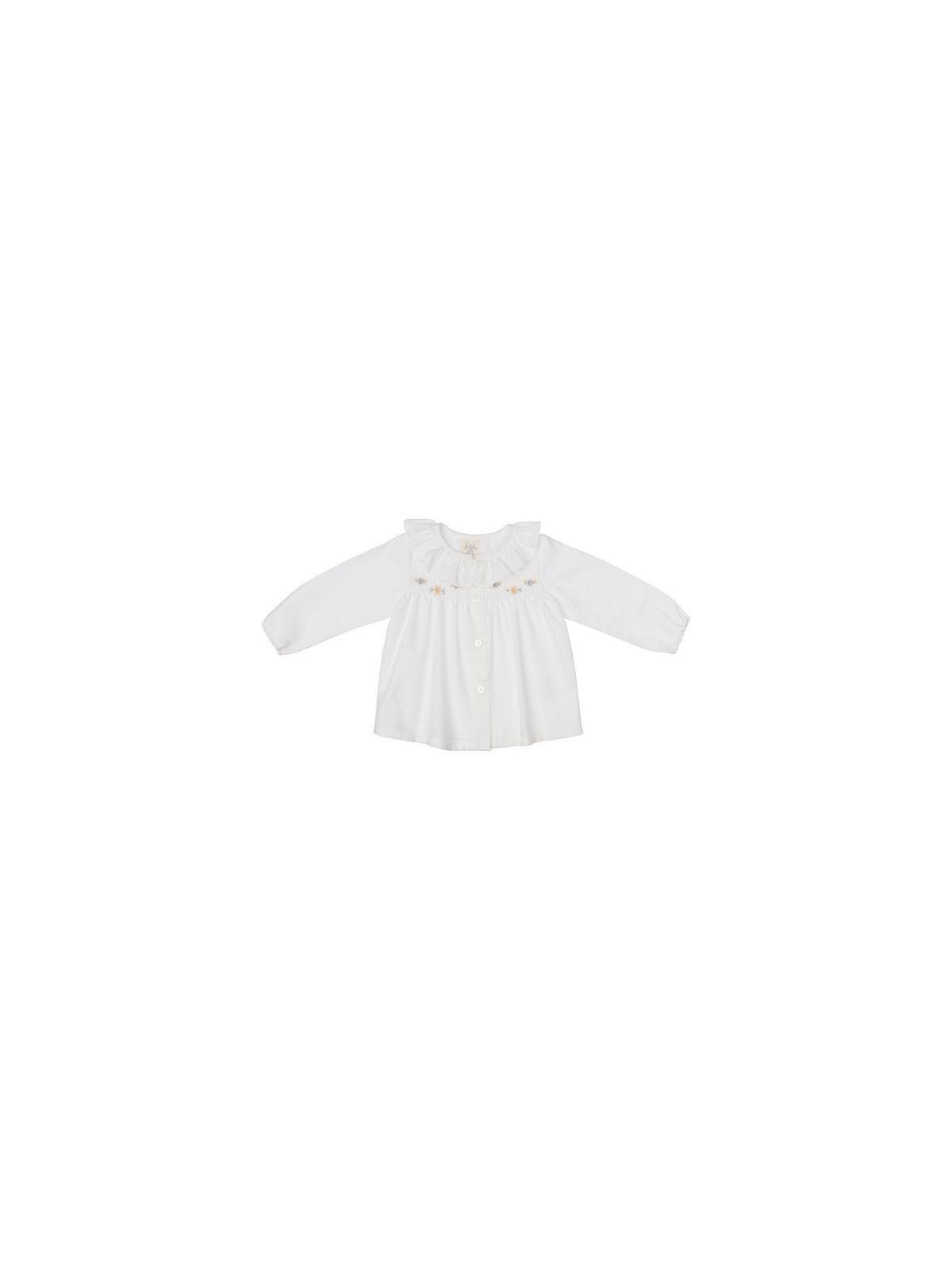 twill shirt with smock and frill on collar