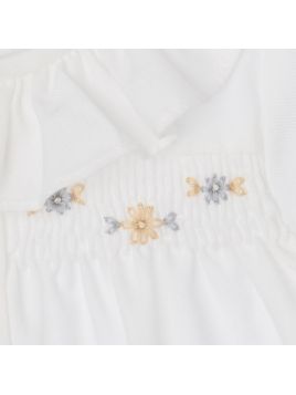 camicia in twill con smock e frill sul collo