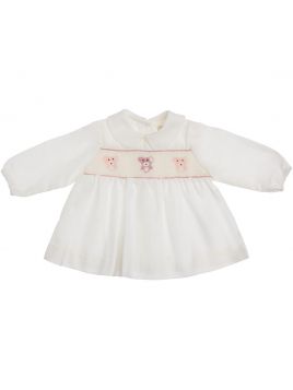camicia in twill con ricamo smock orsetti