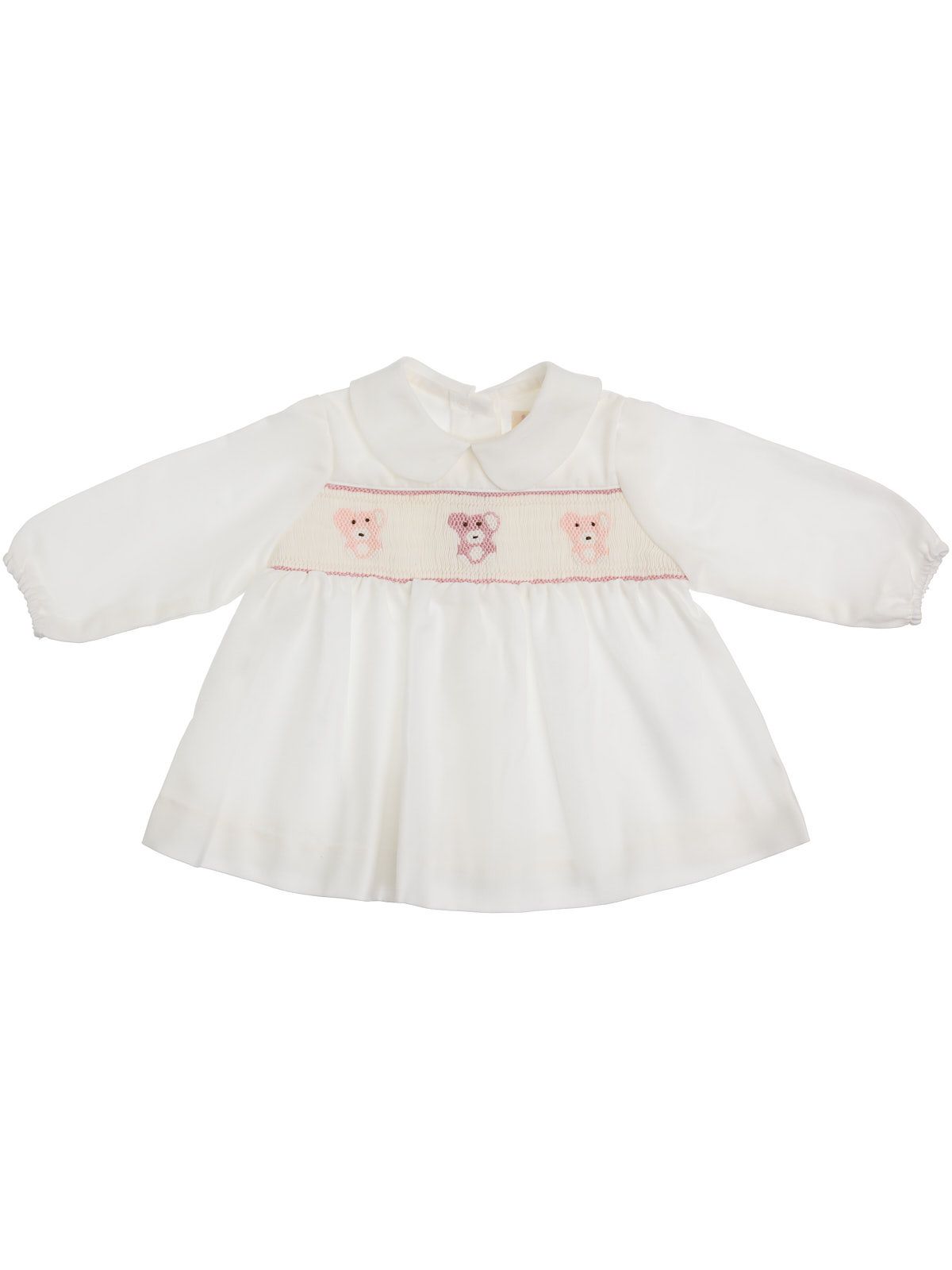 twill shirt with smocked little bears embroidery