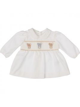 camicia in twill con ricamo smock orsetti