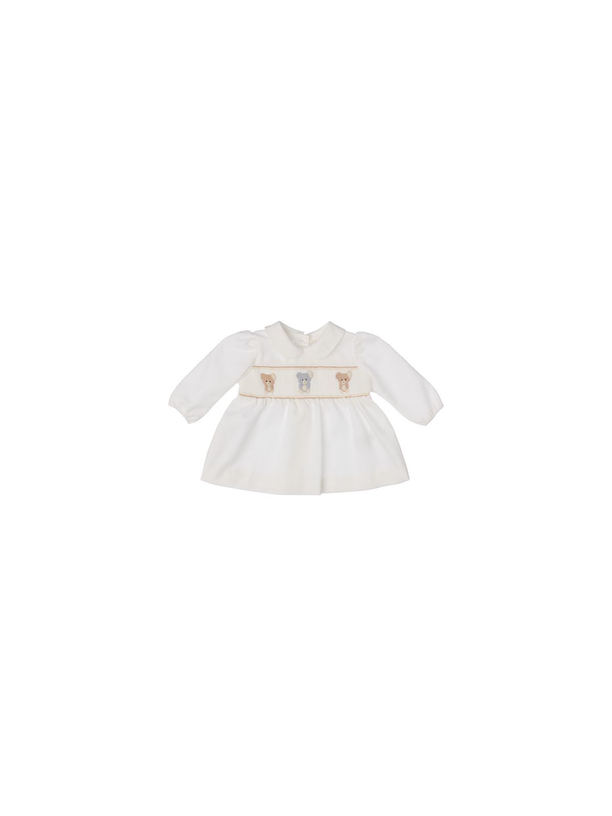 camicia in twill con ricamo smock orsetti