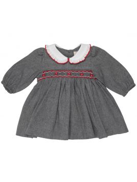 flannel dress with smock with LONG SLEEVES