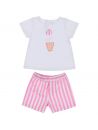 t-shirt in jersey con tulipano + shorts in cotone a righe 