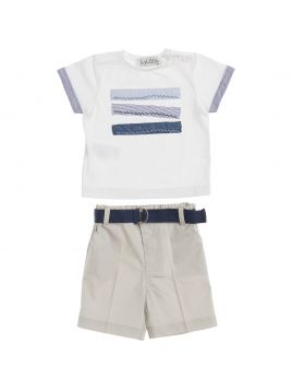 jersey t-shirt with lines + poplin stretch bermuda